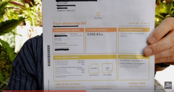 Peter Kennedy_1 Power Bill After Solar Panel Installation - Jamberoo